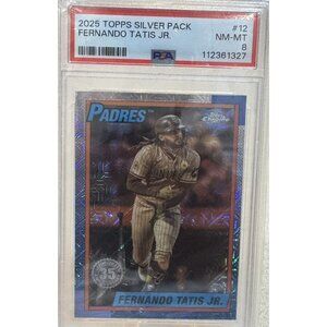 2025 Topps Series 1  Fernando Tatis Jr.  #12 Chrome Mojo Refractor 35th PSA 8
